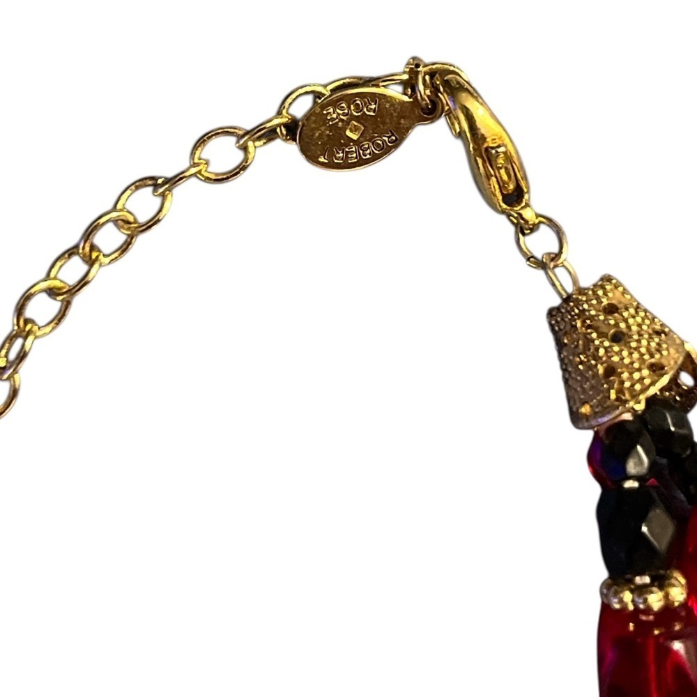 Vintage Robert Rose Elegant Red and Black Beaded Necklace - Picture 3 of 4